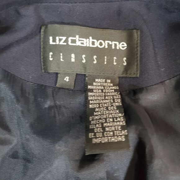LIZ CLAIBORNE one-button blue wool blazer 4 - Picture 11 of 11